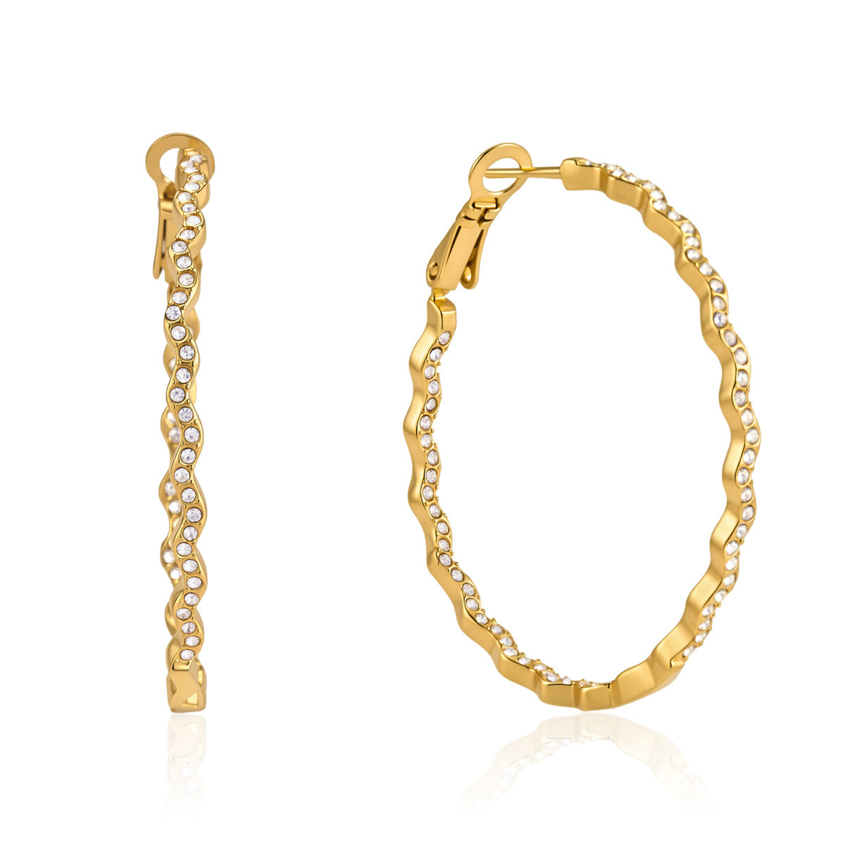 Wavy Zircon Hoop Earrings Collection