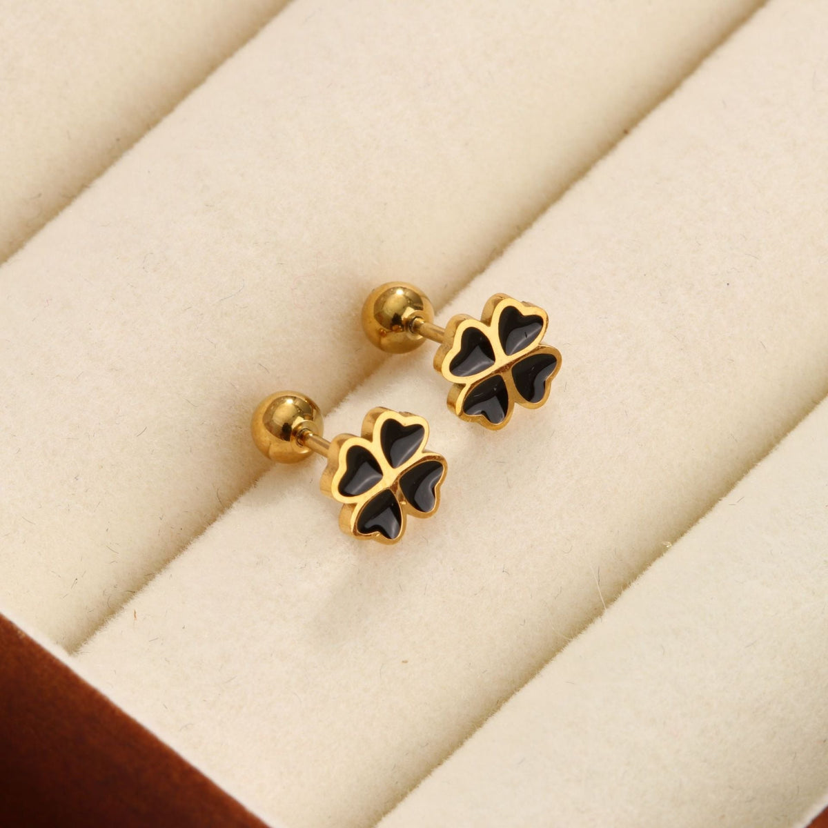 18K gold geometric inlaid gemstone design trendy personality earrings