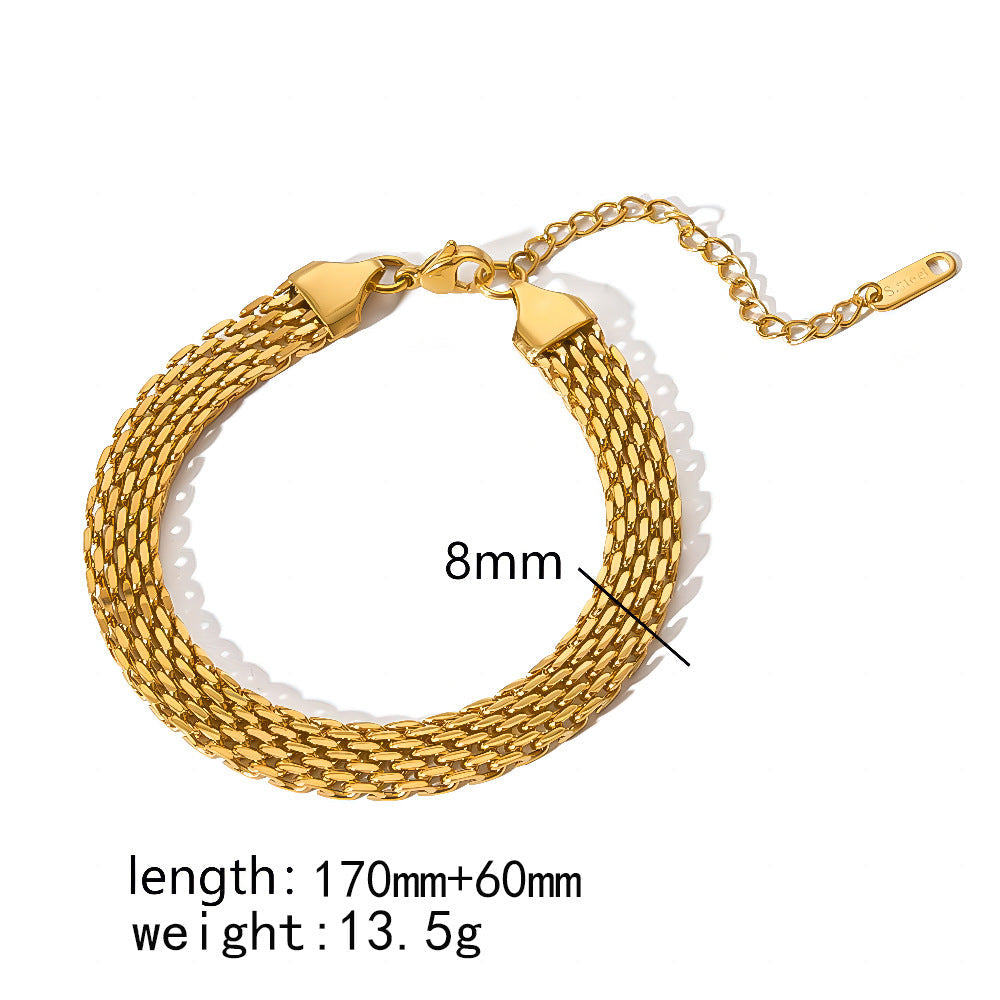 18k Gold Plated 304 Stainless Steel Bracelet Diy Jewelry Accessories Chain Accessories Cuban Chain Twist Chain Bracelet Wholesale