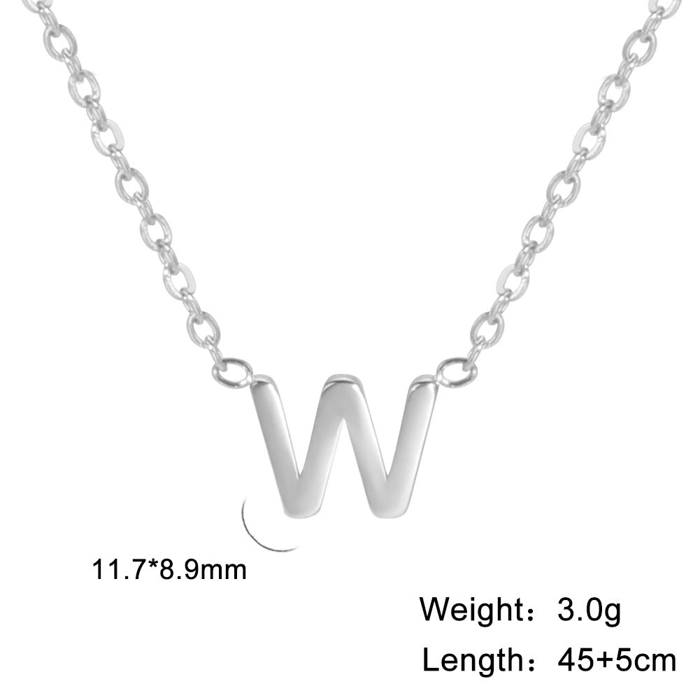 Hot-Selling Welded 26 Letters 18K Real Gold Electroplated Non-Fading Small Pendant Jewelry 304 Material Stainless Steel Necklace