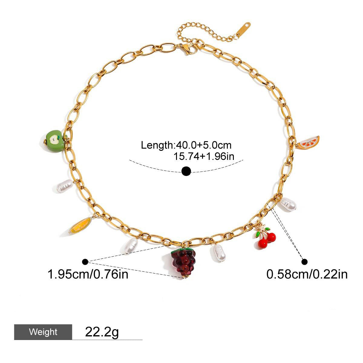 18K gold fruit shape with pearl design fresh and cute necklace