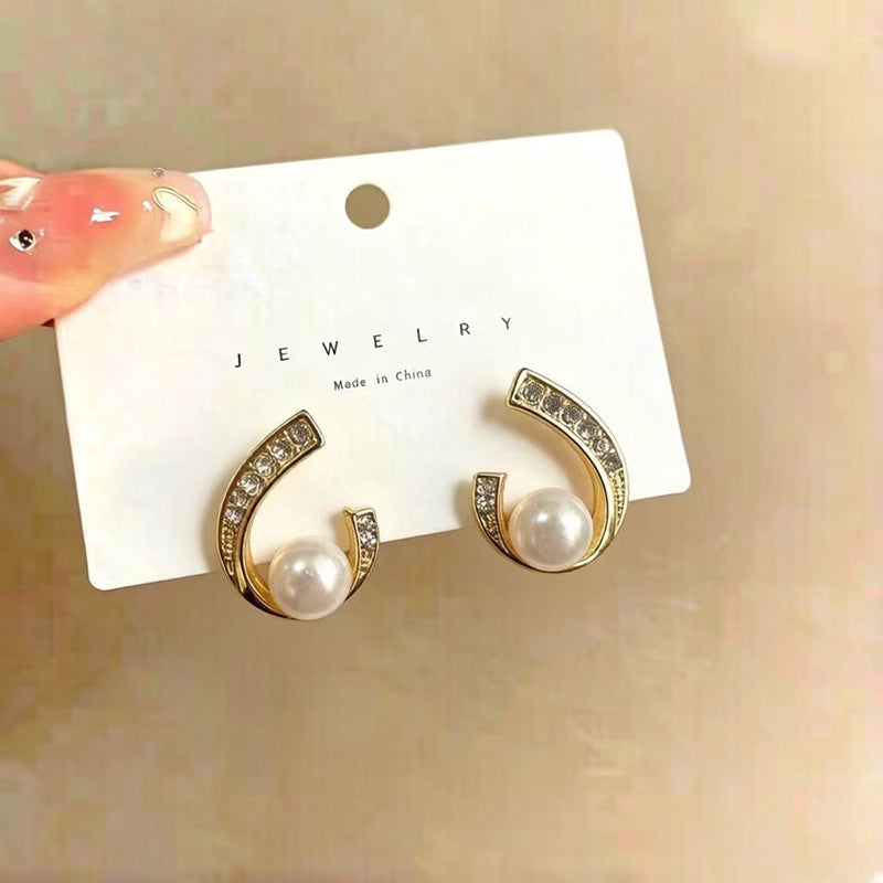 925 Silver Needle Internet Celebrity Same Style Gold Earrings Women's Light Luxury High-end Elegant All-match Earrings Retro New Earrings