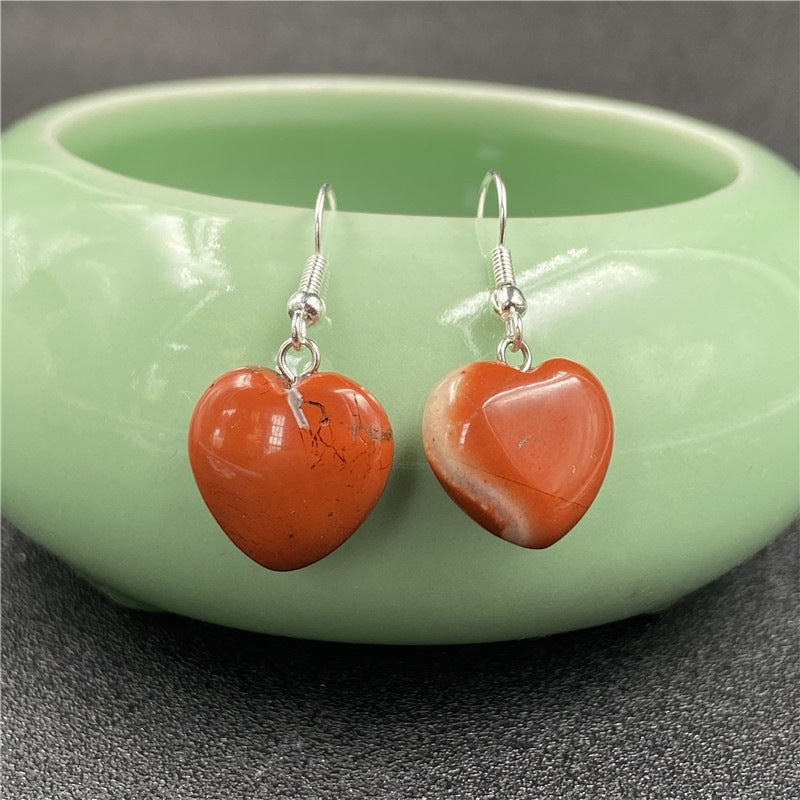 Natural Stone Amethyst Small Heart Earrings
