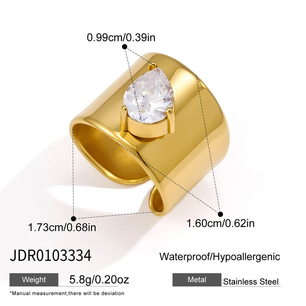 Wide Zircon Open Ring Collection