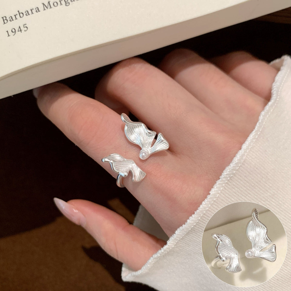 High Sense Star Open Ring For Women, INS Niche Brushed Texture Luxury Adjustable Index Finger Statement Ring