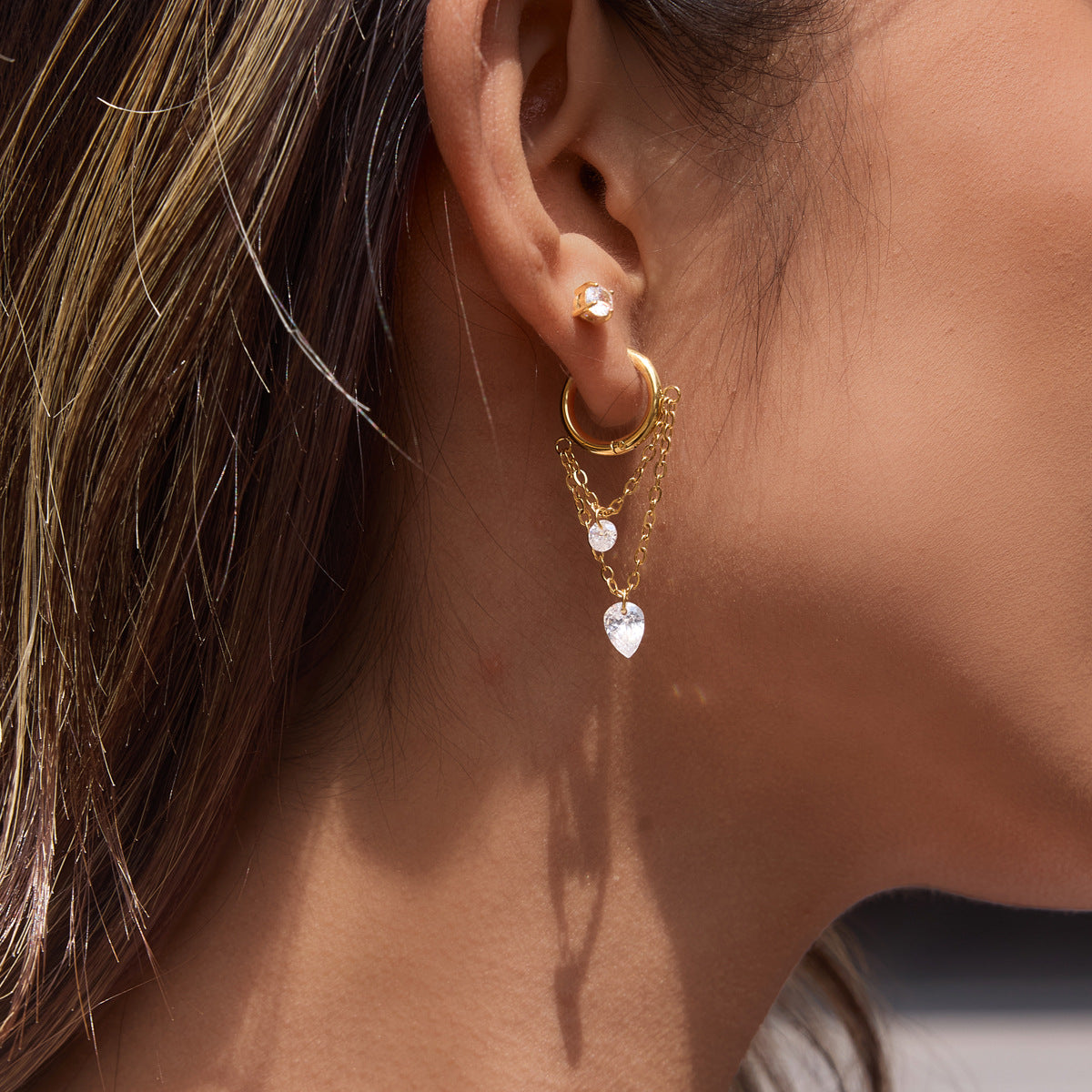Layered Chain Huggie Earrings Collection
