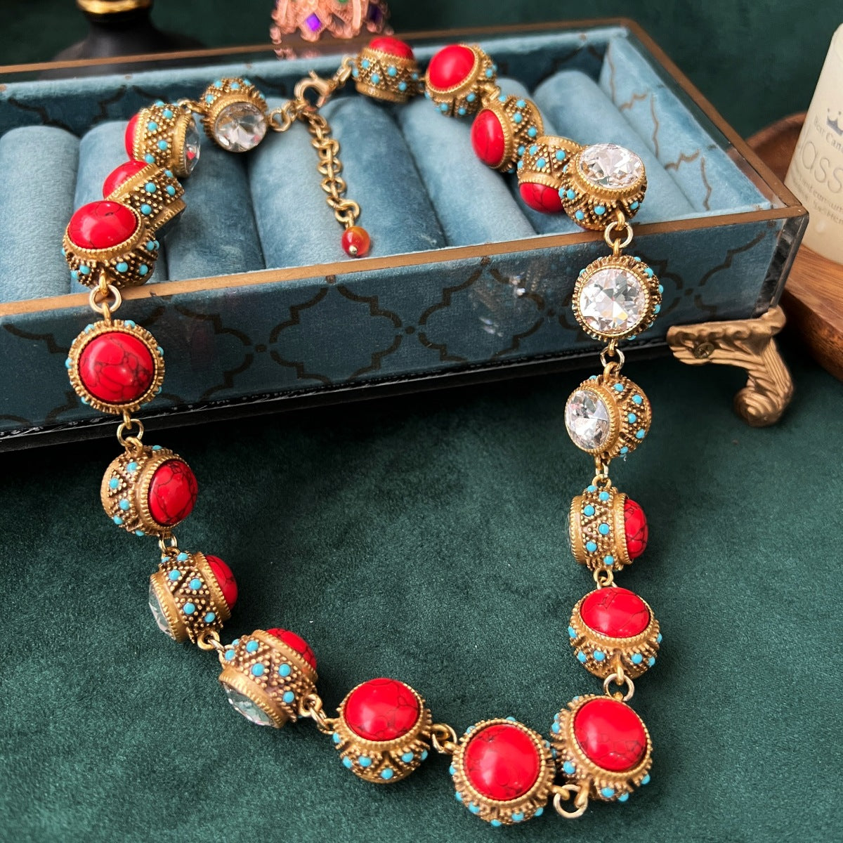 Vintage Heavy-work Malachite Necklace For Women