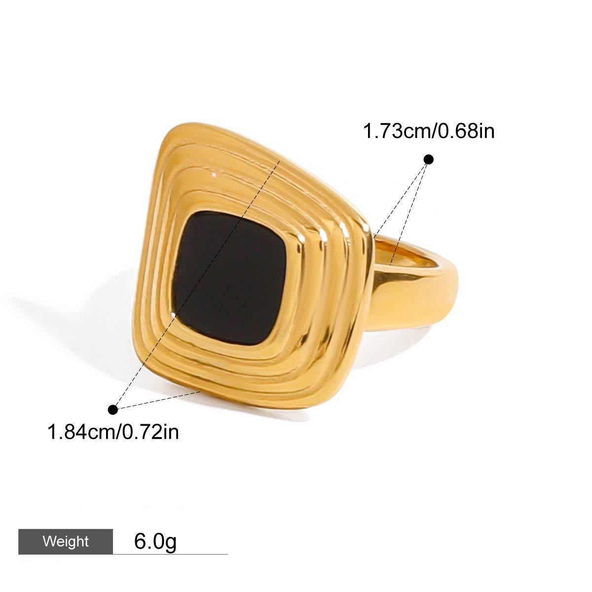 18K gold geometric shape with texture design classic fashion ring