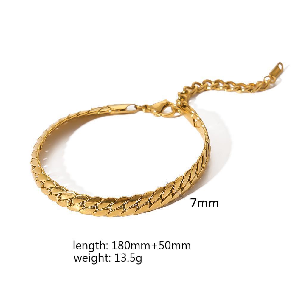 18k Gold Plated 304 Stainless Steel Bracelet Diy Jewelry Accessories Chain Accessories Cuban Chain Twist Chain Bracelet Wholesale