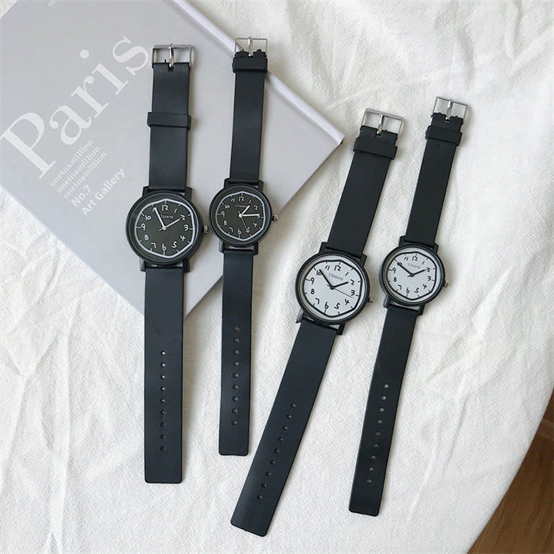 Korean-style Minimalist Trendy Large And Small Sizes Preppy Vintage Artistic Couples Watch