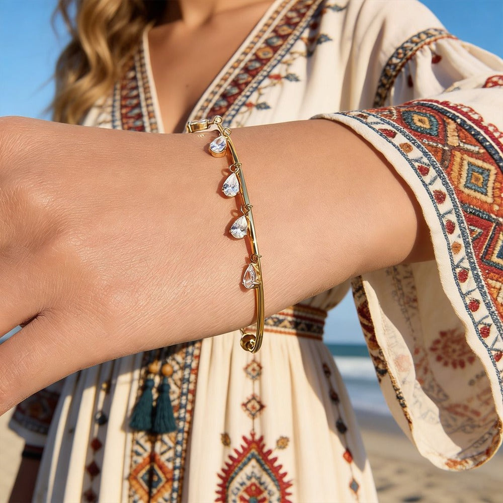 Teardrop Zircon Tassel Bracelet