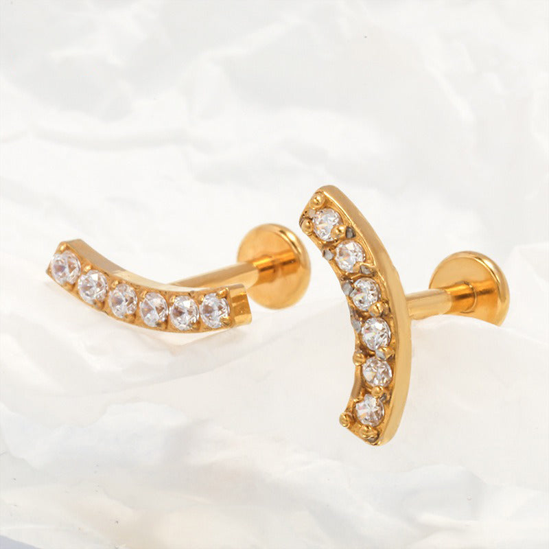 18K gold geometric inlaid gemstones exquisite design dazzling earrings