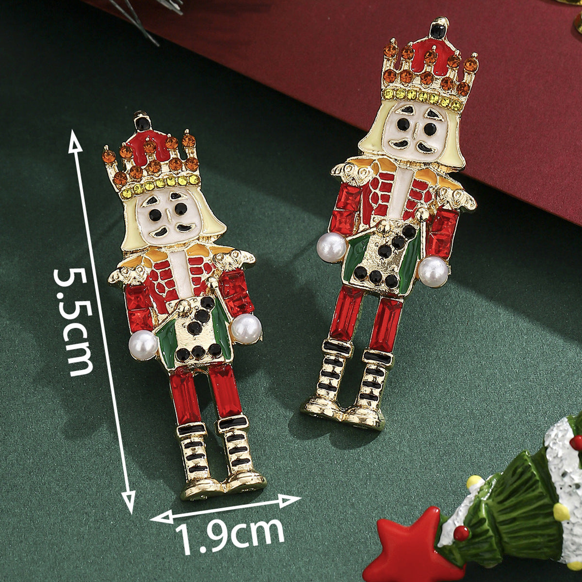 Cross-Border Personalized Christmas Alloy Earrings Christmas Hat Colorful Star Dot Diamond Christmas Tree Elk Gingerbread Man Earrings