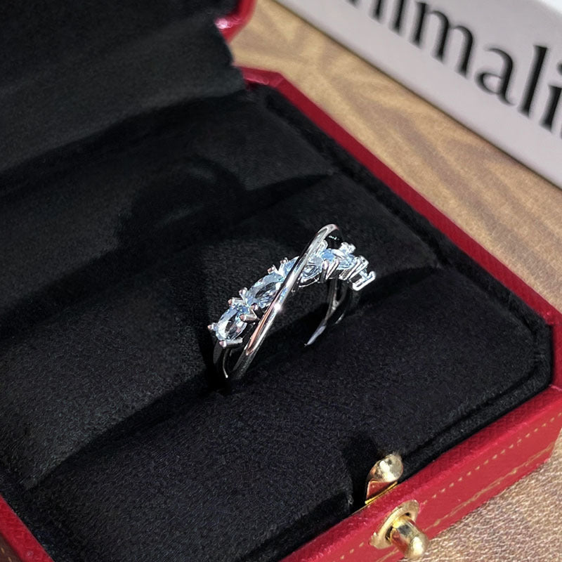 Light Luxury High Sense Full Zircon Stackable Ring, Super Sparkly Fairy Style Pave Zircon Open Adjustable Ring, Niche Exquisite Designed Band Ring