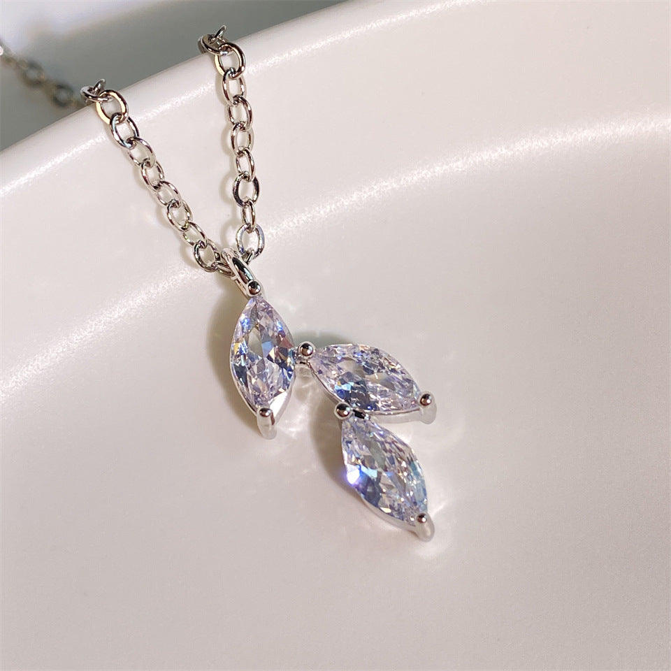 RAKOL European And American-style Light Luxury Elegant Horse Eye Pendant Copper Inlaid Zircon Women's Niche Versatile Exquisite Clavicle Chain Necklace
