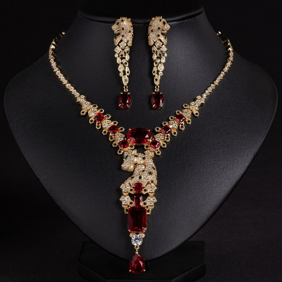 European And American Leopard Retro Design High-End Jewelry Evening Dress Accessories Elegant Jewelry Set With Zircon Necklace For Women