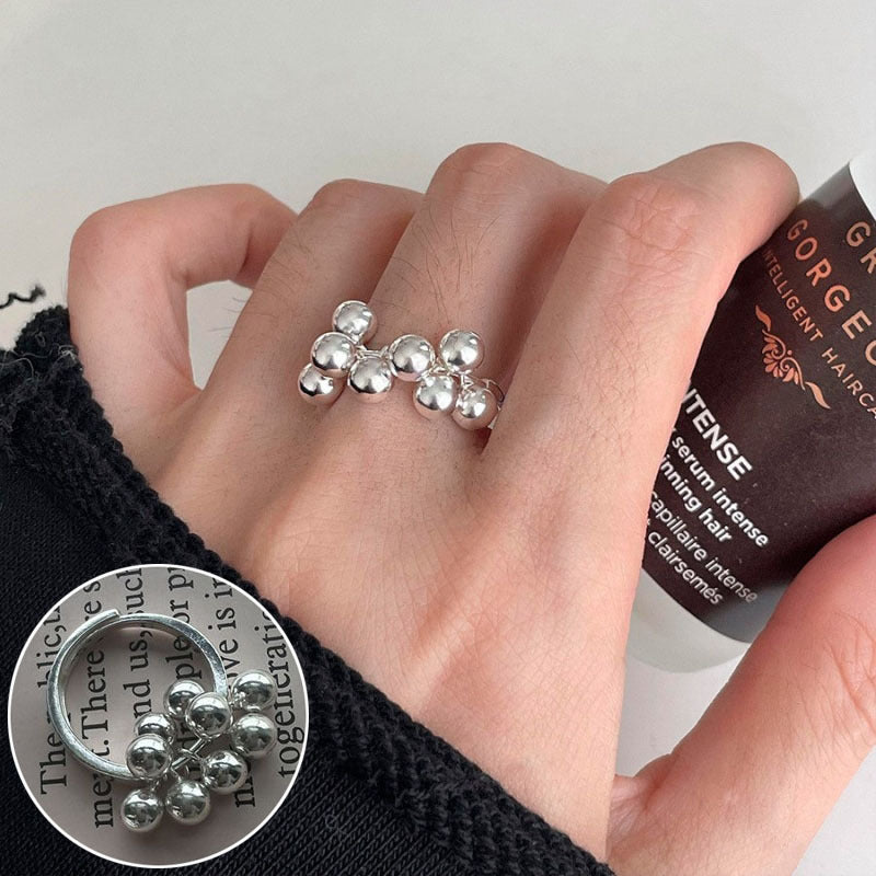High Sense Star Open Ring For Women, INS Niche Brushed Texture Luxury Adjustable Index Finger Statement Ring
