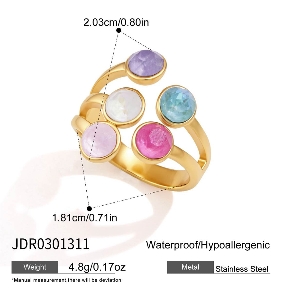 Color Zircon Open Ring Collection