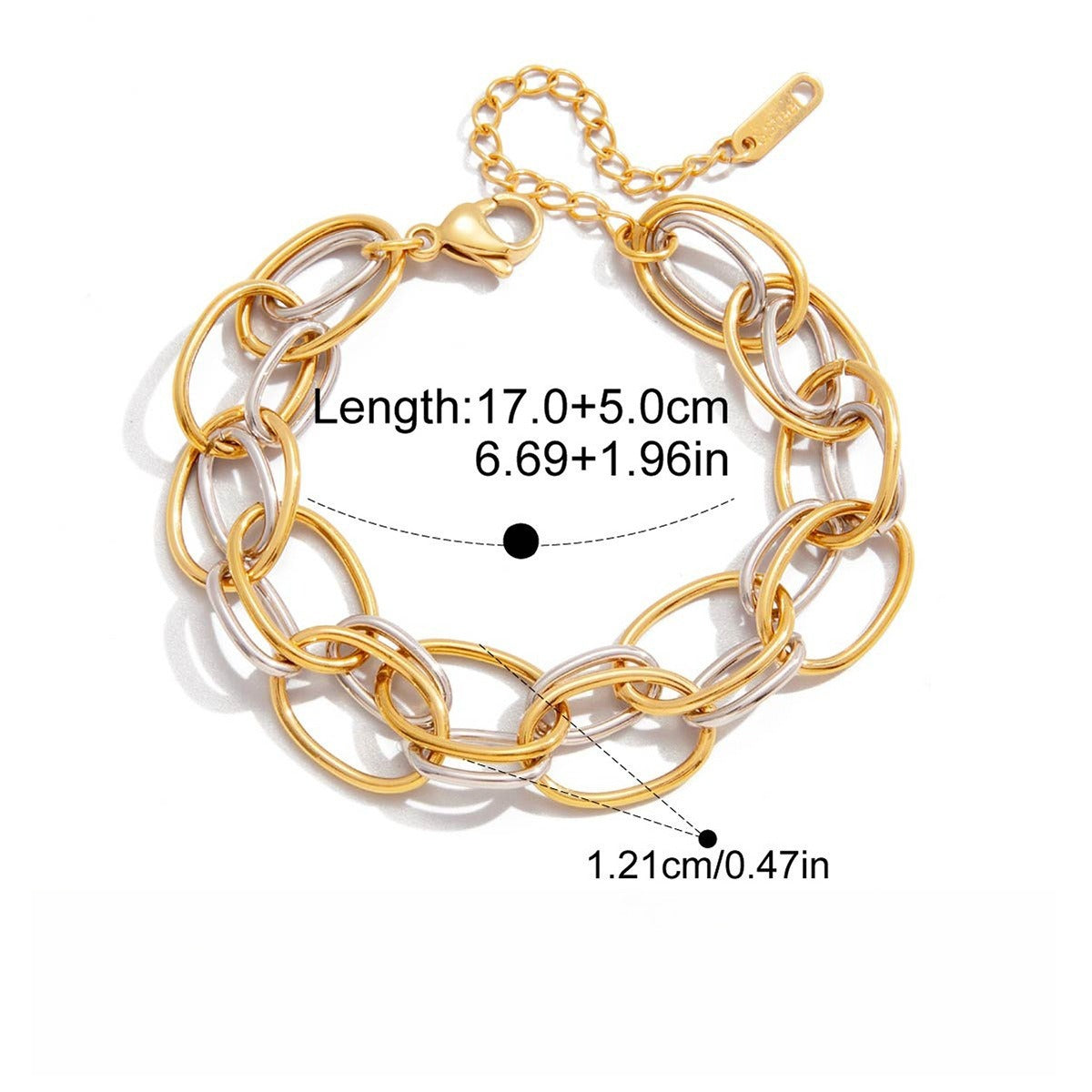 18K gold-plated, lightweight, and luxurious two-tone titanium steel bracelet.
