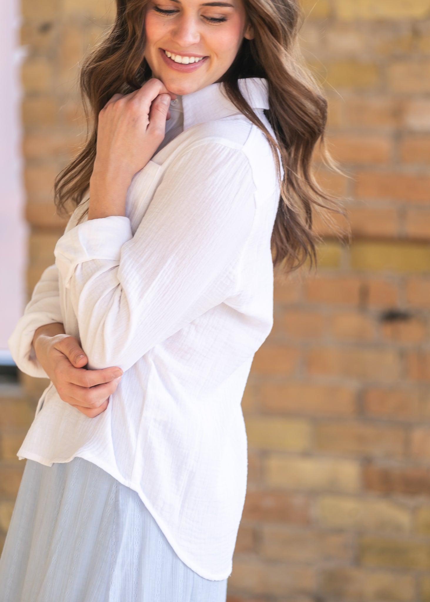 Bailey Cotton Gauze Button Down Top