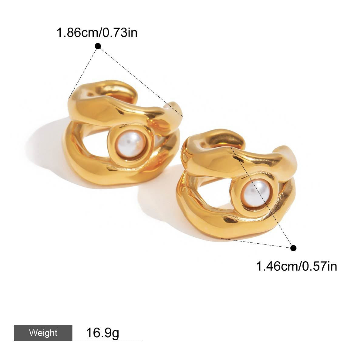 18K gold C-shaped inlaid pearl design classic and fashionable earrings