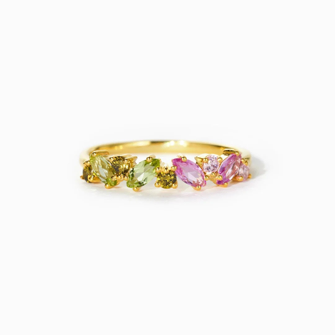 Women's Colorful Zircon Geometric Ring