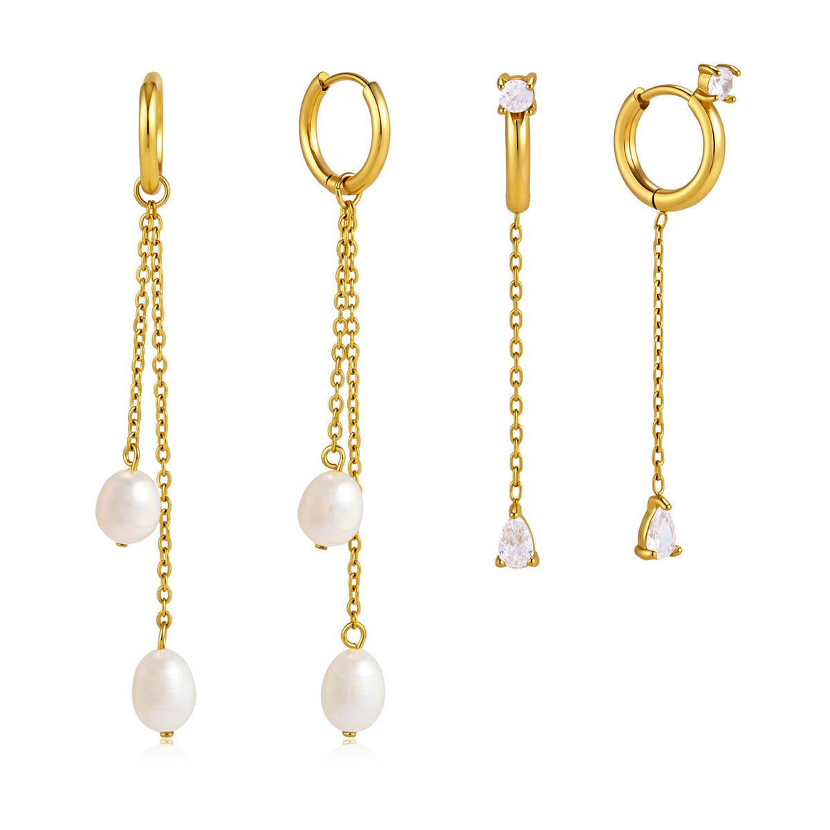Pearl Chain Drop Earrings Collection