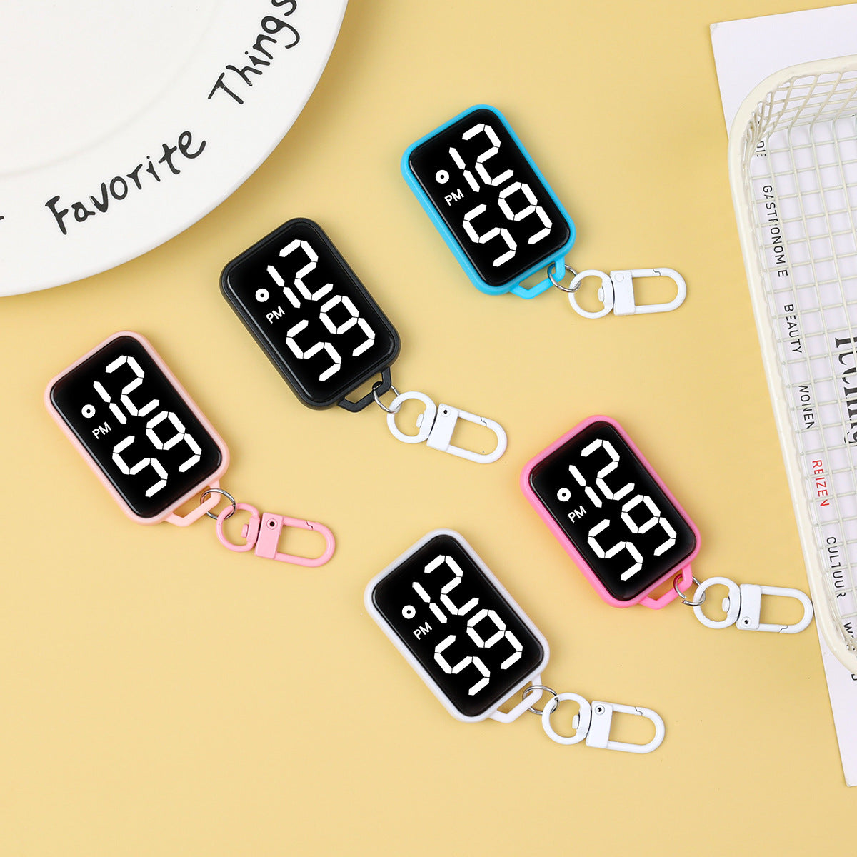 Waterproof Keychain Watch Square-shaped With Large Digits Electronic Touch And Luminous Display