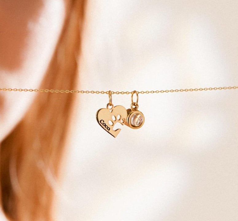 Personalized Heart & Paw Print Photo Custom Necklace