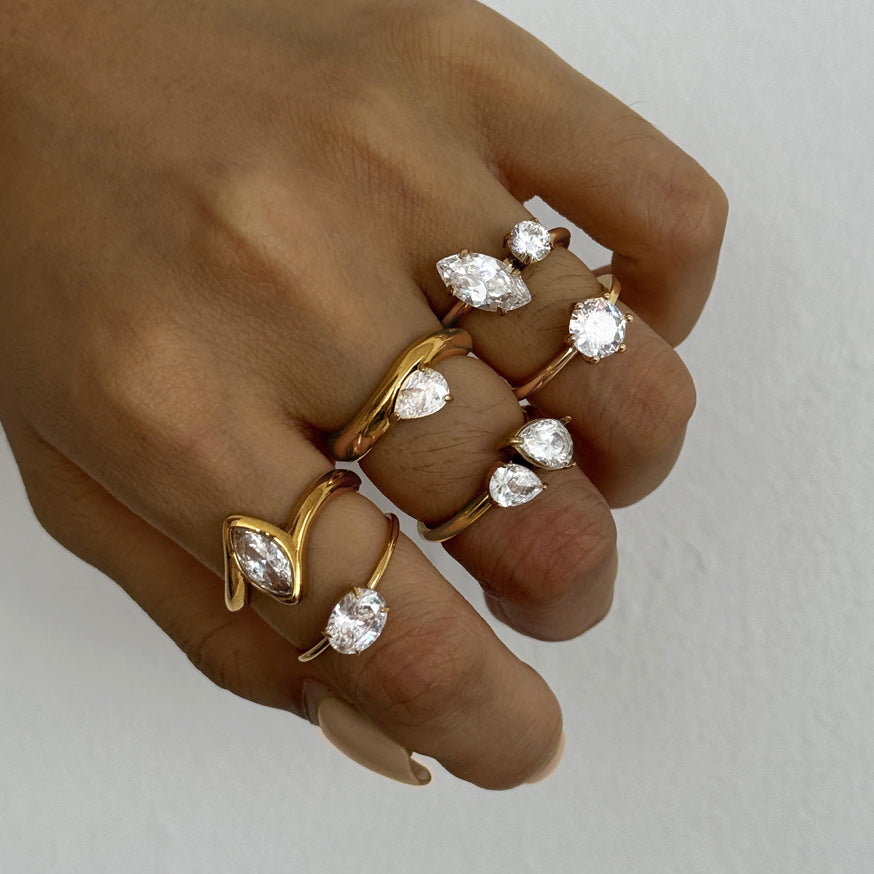 Geometric Zircon Ring Assortment