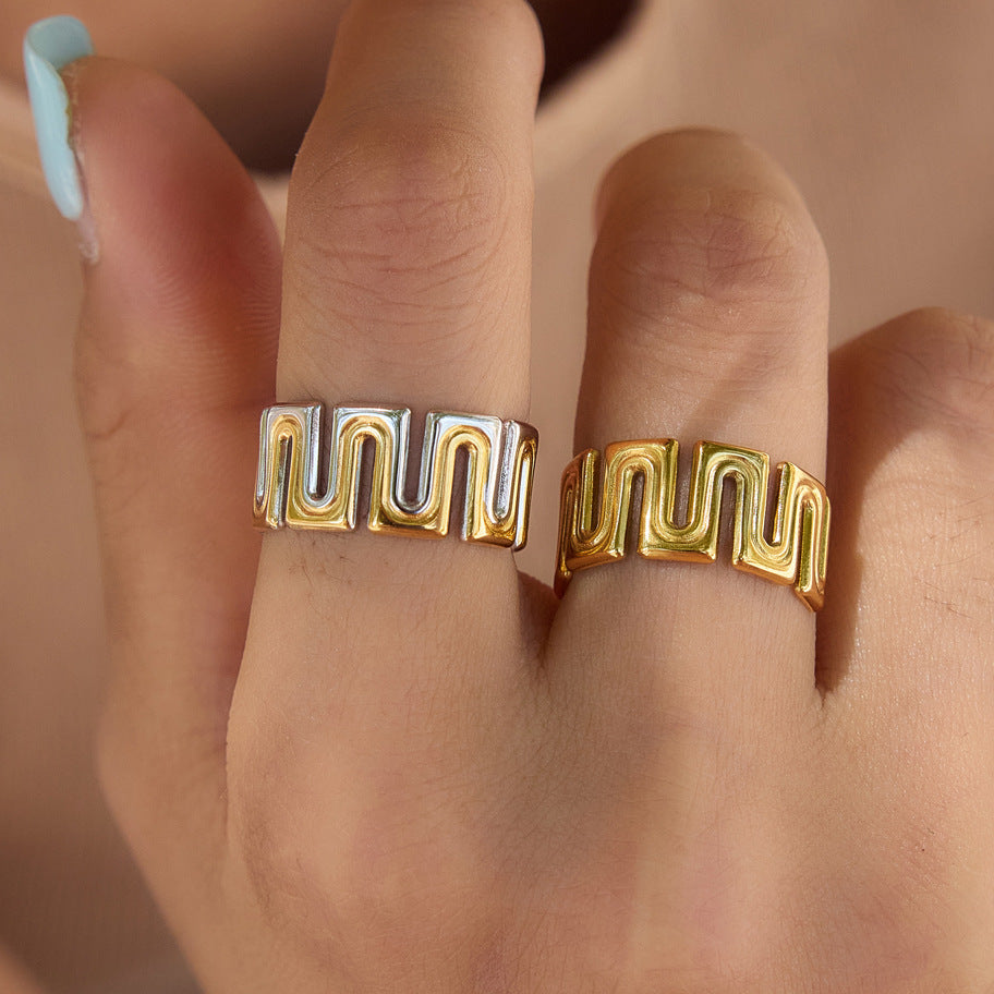 Geometric Cutout Band Ring Collection