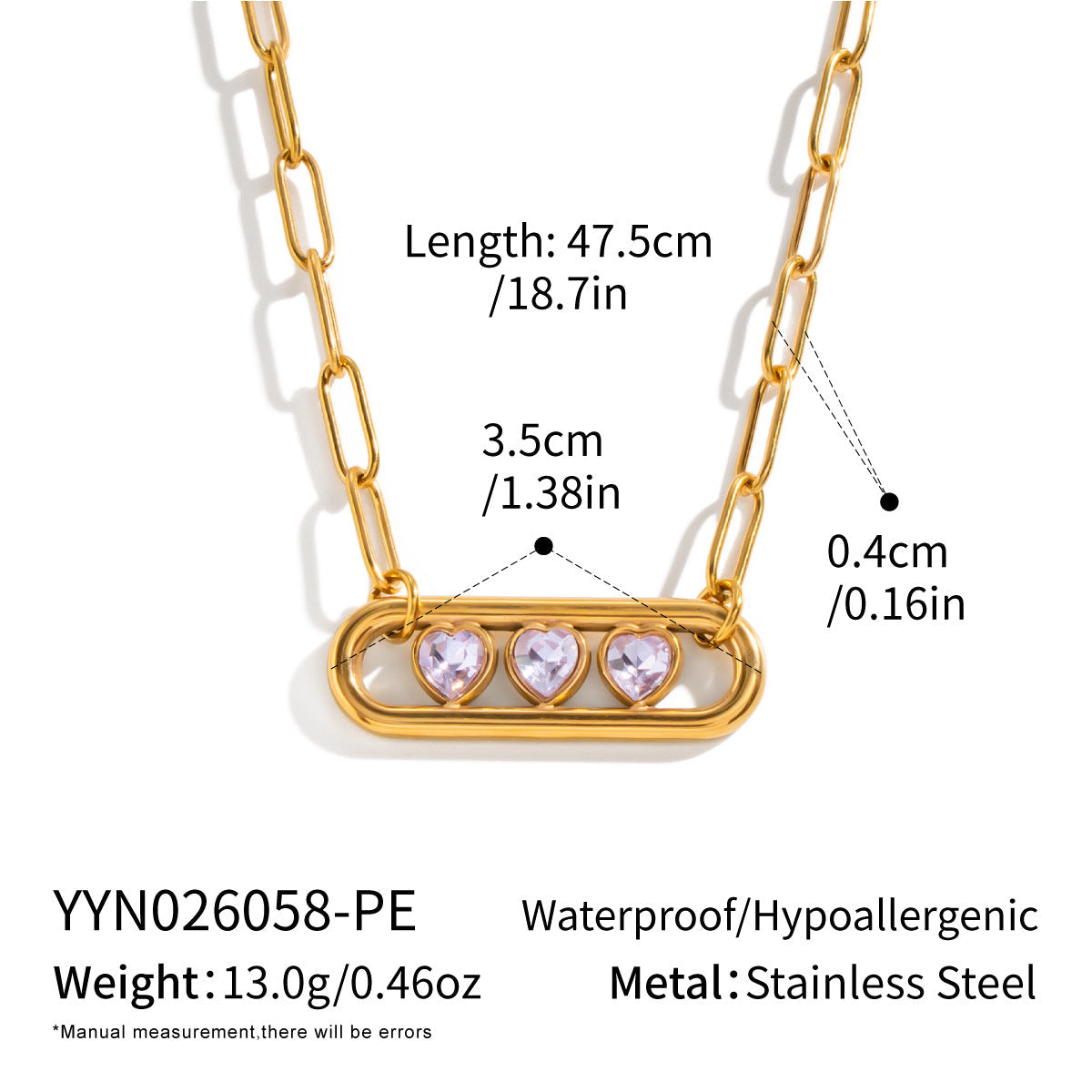 OT Heart-shaped Zircon Pendant Necklace
