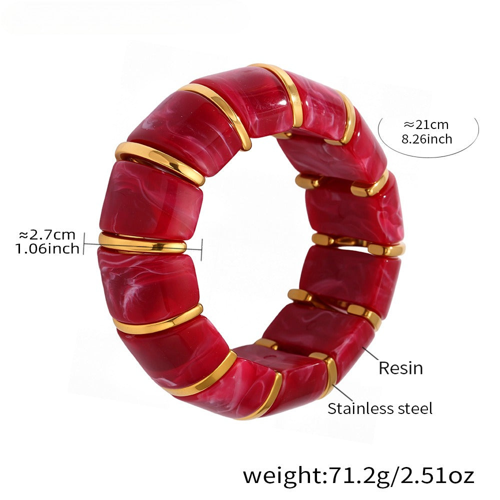 18k gold fashionable luxury resin elastic rope bracelet