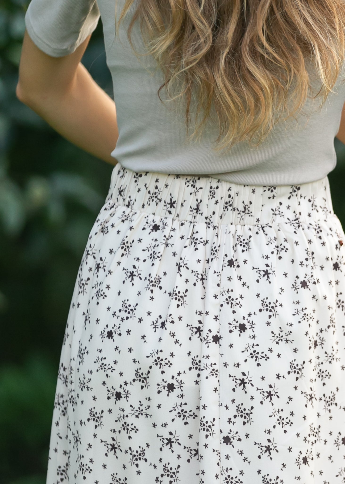 Braylyn Brown Floral Midi Skirt