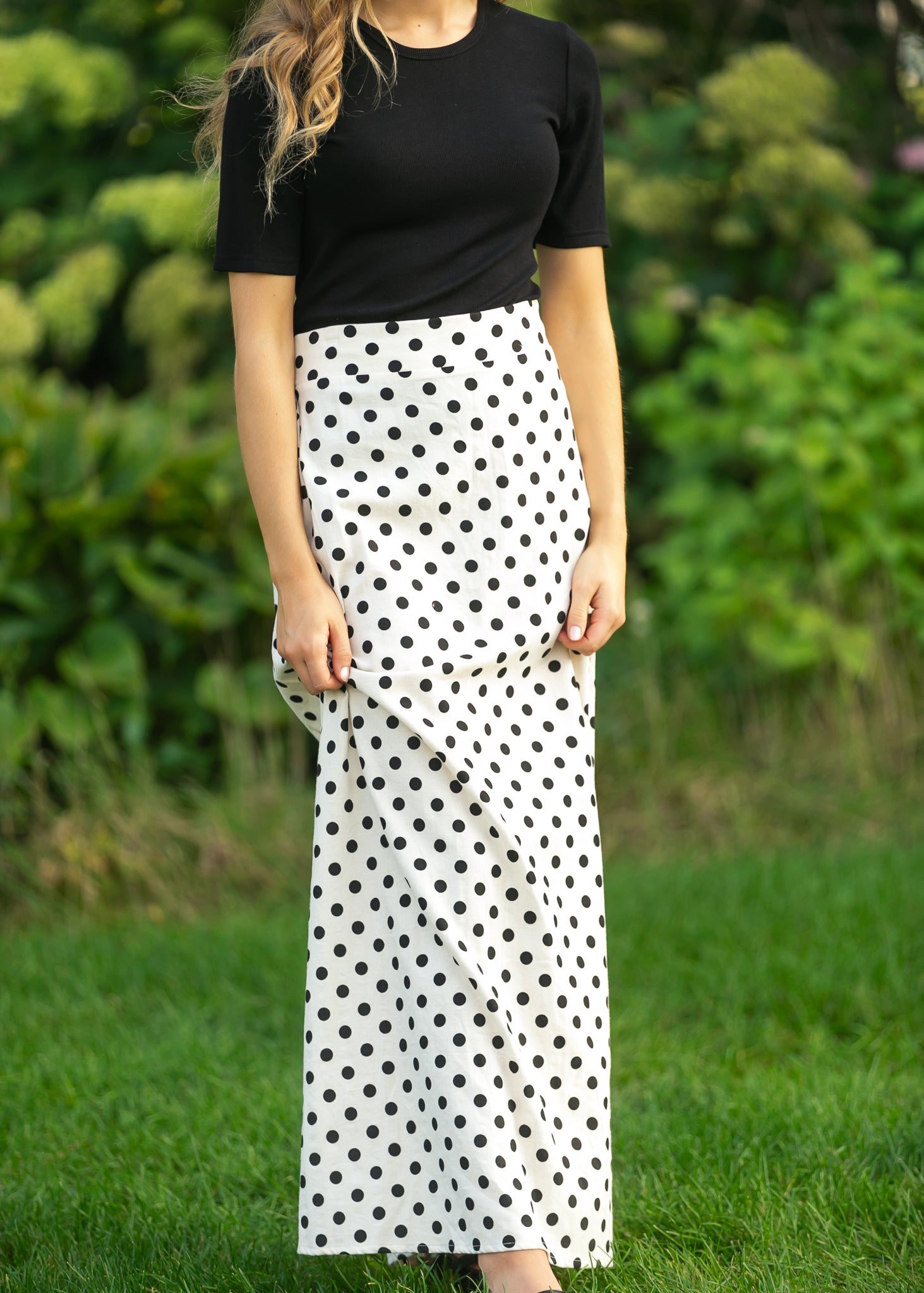 Braylyn Polka Dot Maxi Skirt