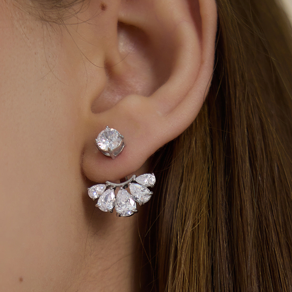 Fan Jacket Zircon Earrings Collection