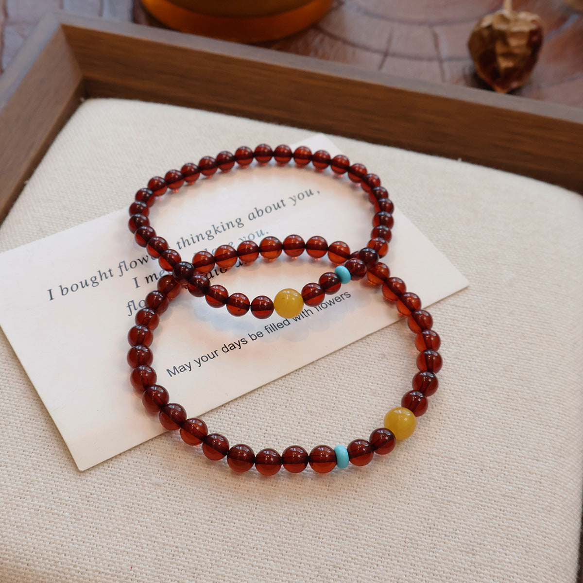Natural Blood Amber Single-strand Wine-red Bracelet