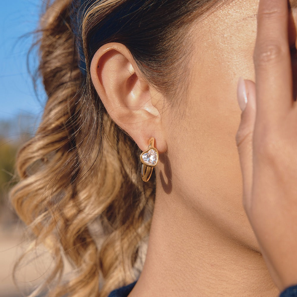 Heart Zircon C Hoop Earrings Collection