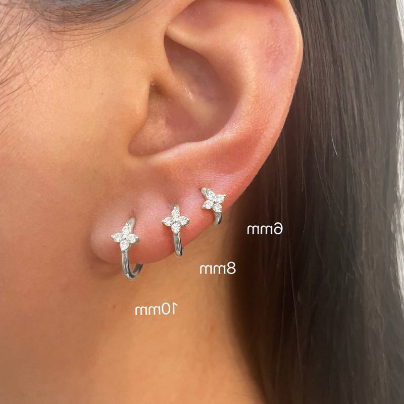 Copper Stud Earrings With Diamond Inlay