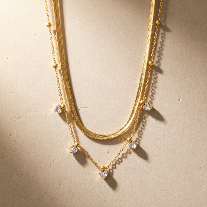 Double Layer Zircon Necklace Collection