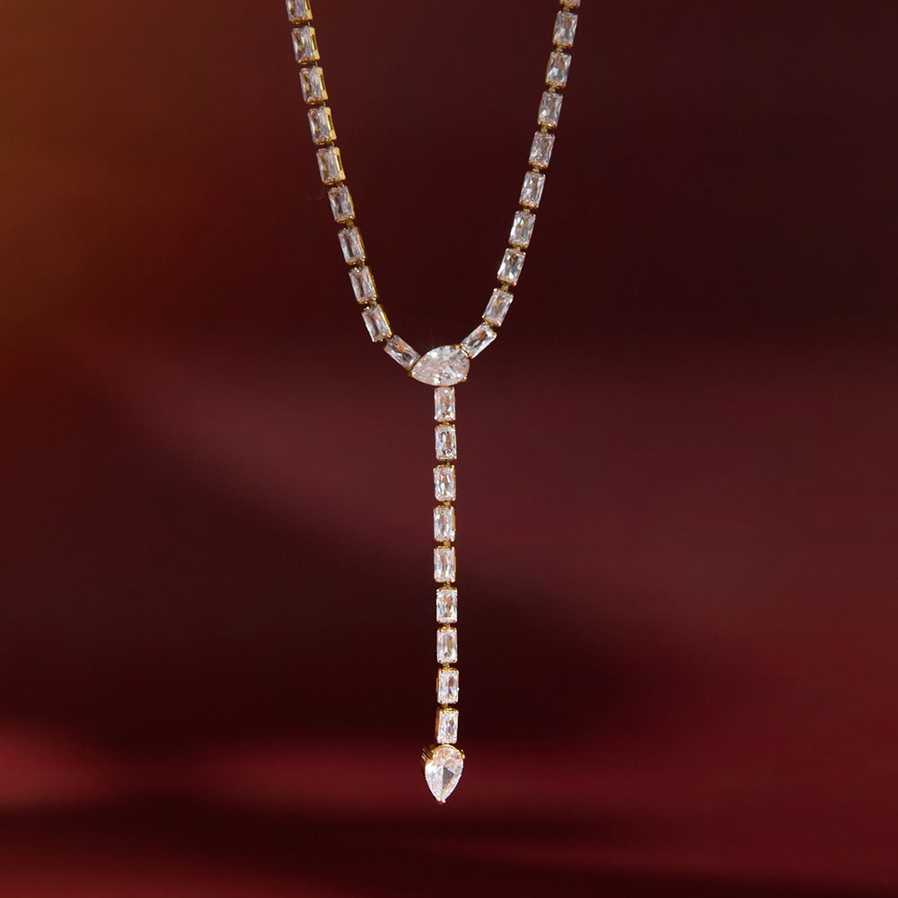 Snake Zircon Y Necklace