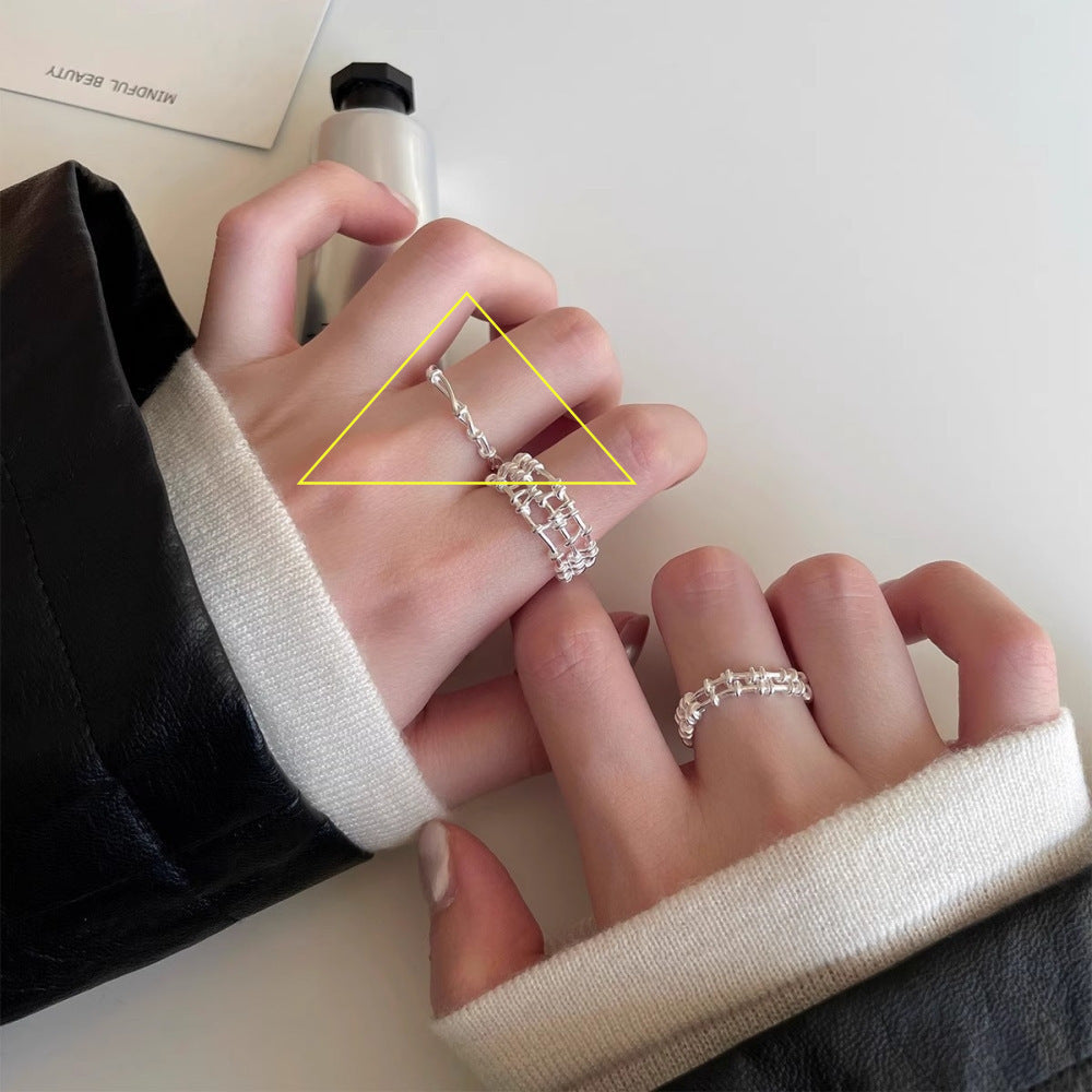 Light Luxury 925 Sterling Silver Plain Band Zircon Ring, Ladies Niche Heavy Craft Stackable Ring, Tarnish Resistant Wholesale