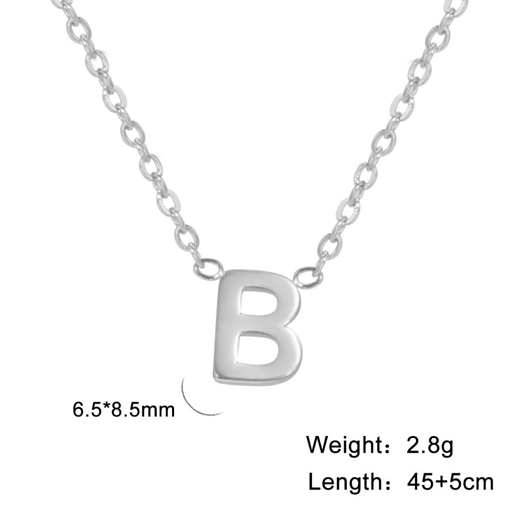 Hot-Selling Welded 26 Letters 18K Real Gold Electroplated Non-Fading Small Pendant Jewelry 304 Material Stainless Steel Necklace
