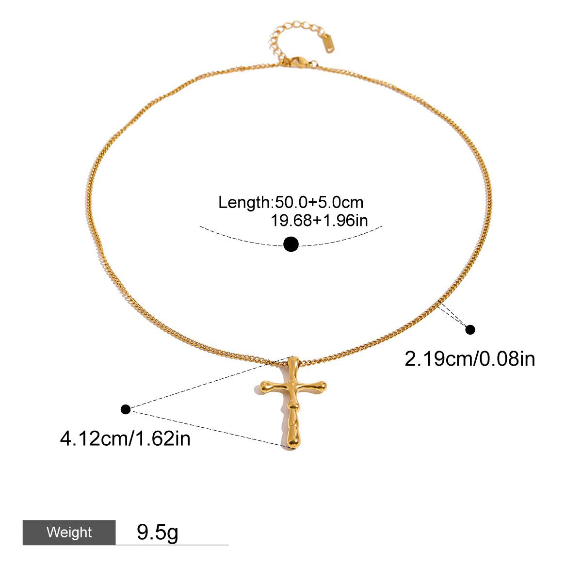 18K gold cross inlaid gemstone design exquisite and noble necklace