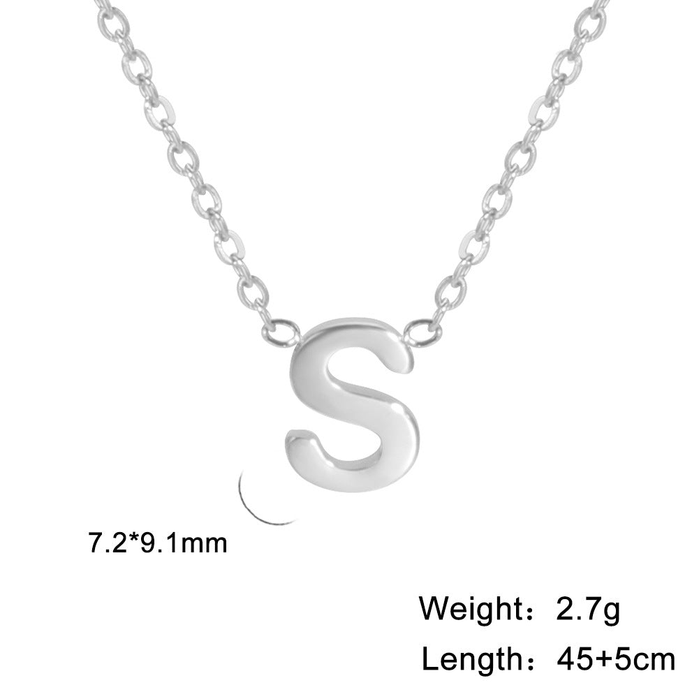 Hot-Selling Welded 26 Letters 18K Real Gold Electroplated Non-Fading Small Pendant Jewelry 304 Material Stainless Steel Necklace