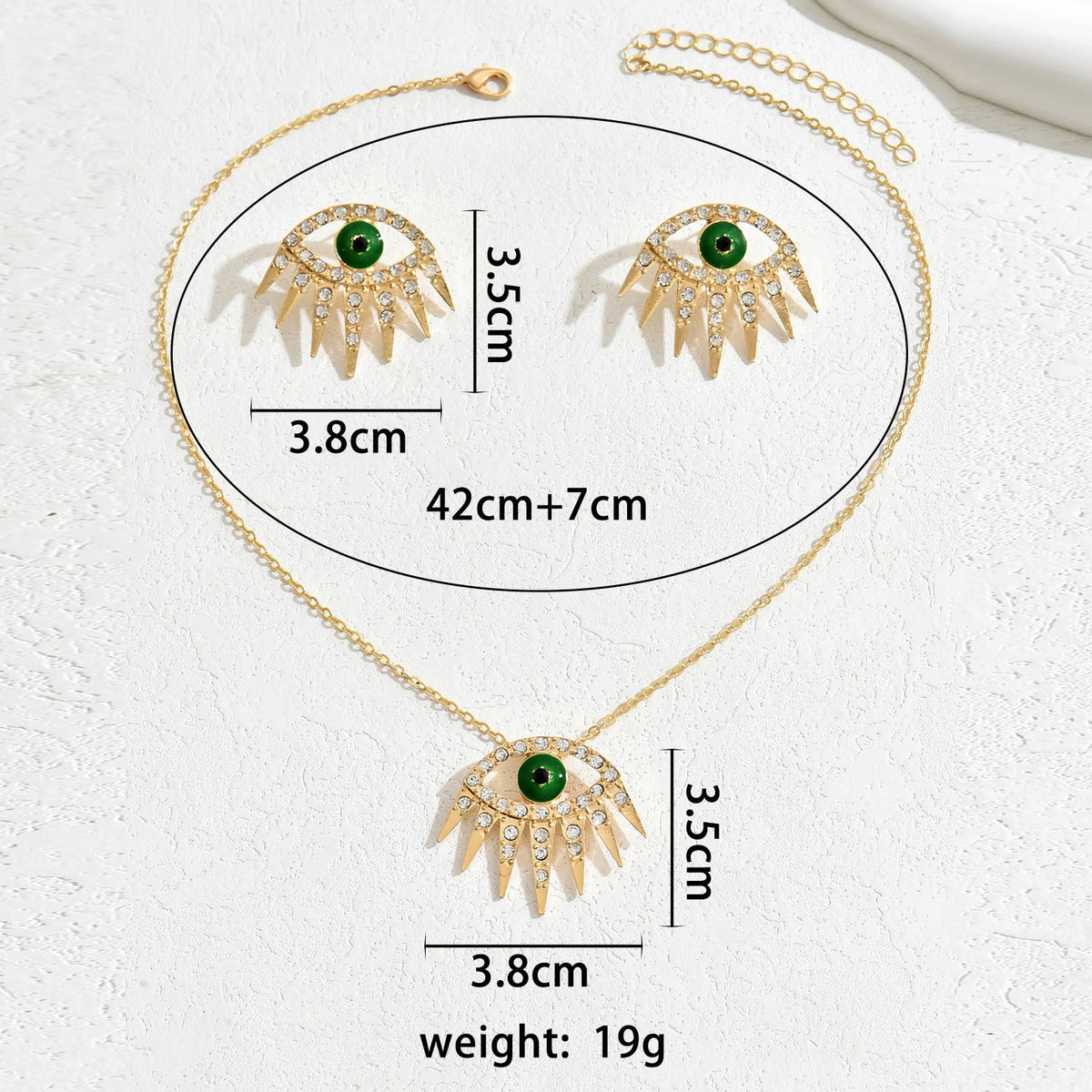 Fashion Commuter Women's Earrings Necklace Suit Diamond-encrusted Devil's Eye Earrings Niche Design Long Chain All-match
