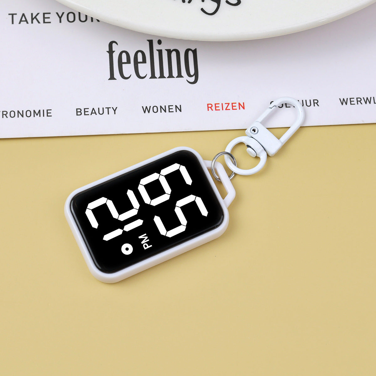 Waterproof Keychain Watch Square-shaped With Large Digits Electronic Touch And Luminous Display