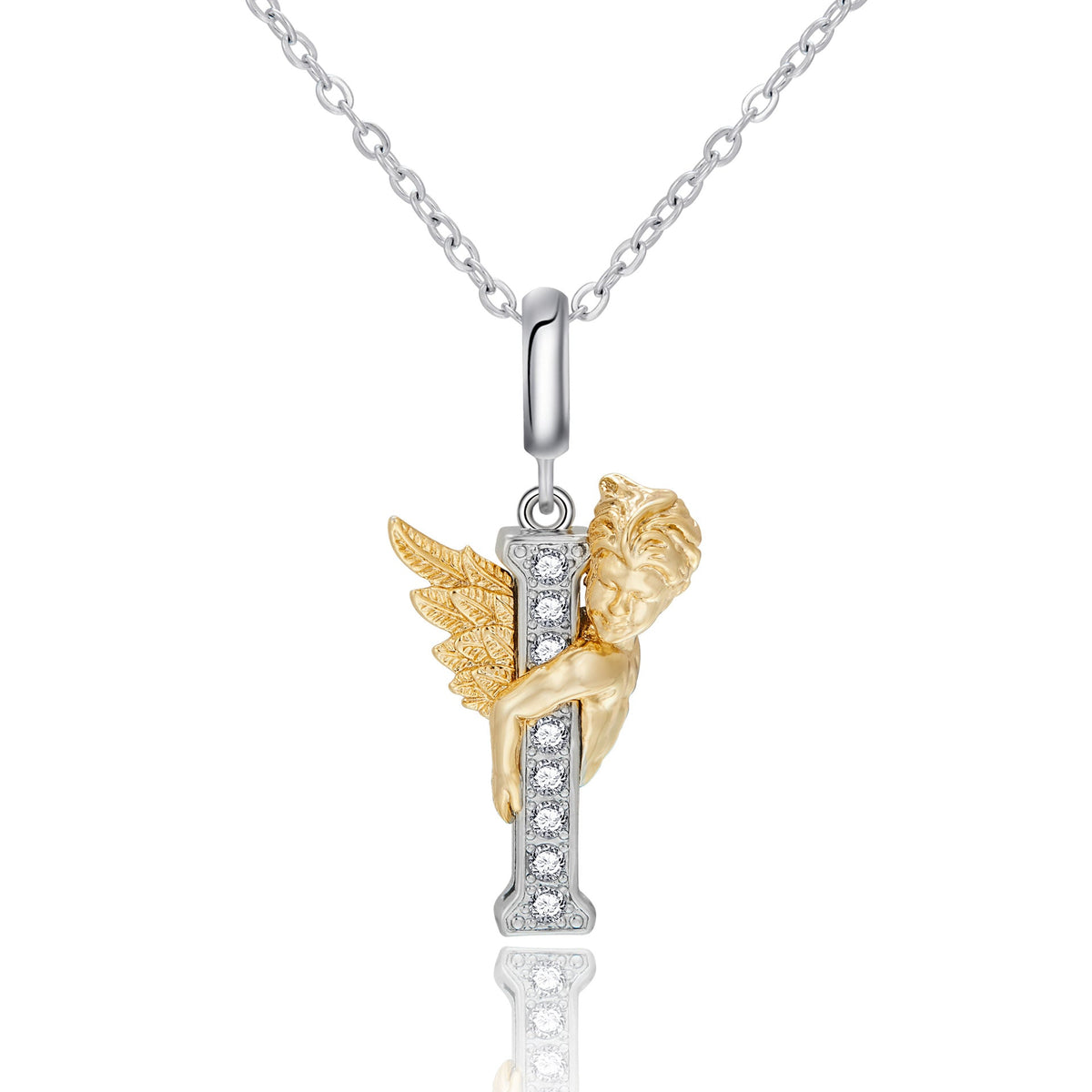 New Copper-plated White-gold Letter Pendant Mens And Womens Stainless Steel O-shaped Necklace