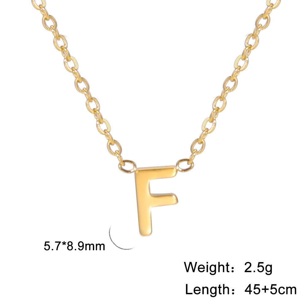 Hot-Selling Welded 26 Letters 18K Real Gold Electroplated Non-Fading Small Pendant Jewelry 304 Material Stainless Steel Necklace