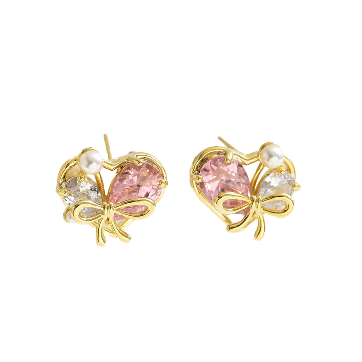 2024 New Japanese And Korean Style Ladies Earrings Love Niche Inlay Zircon Design Light Luxury Earrings Earrings Wholesale